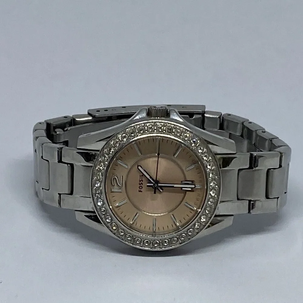 Fossil ES3378 Women's Silver Stainless Steel Gold Analog Dial Quartz Watch CM636